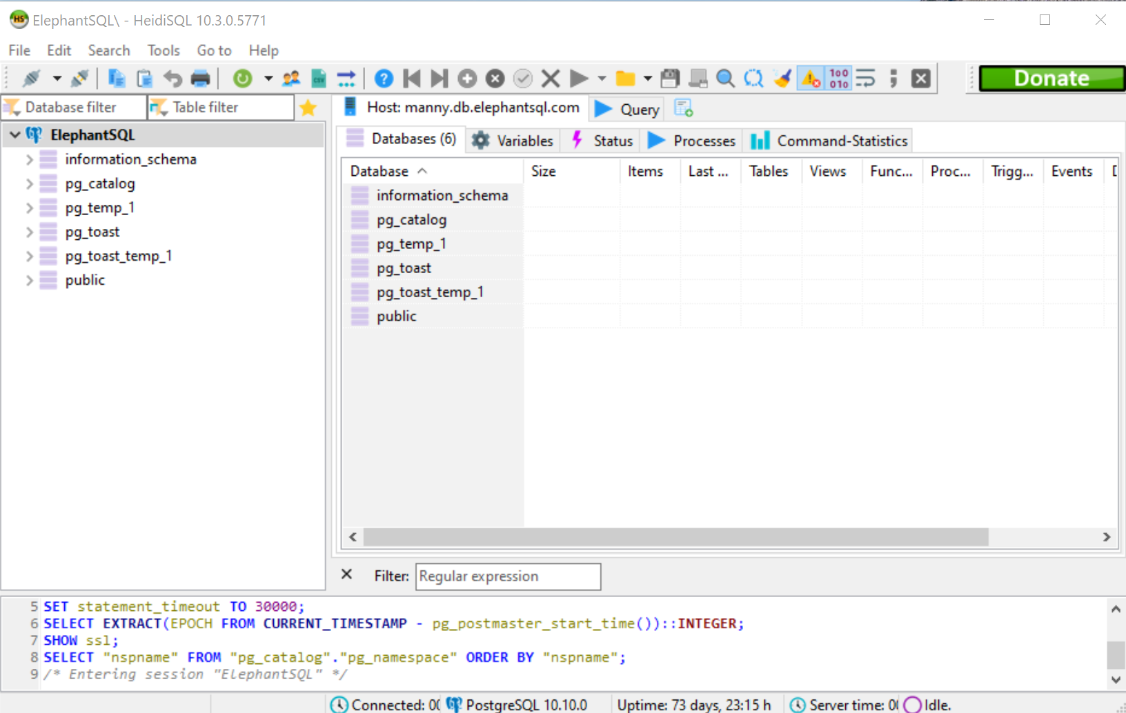 Connected to PostgreSQL