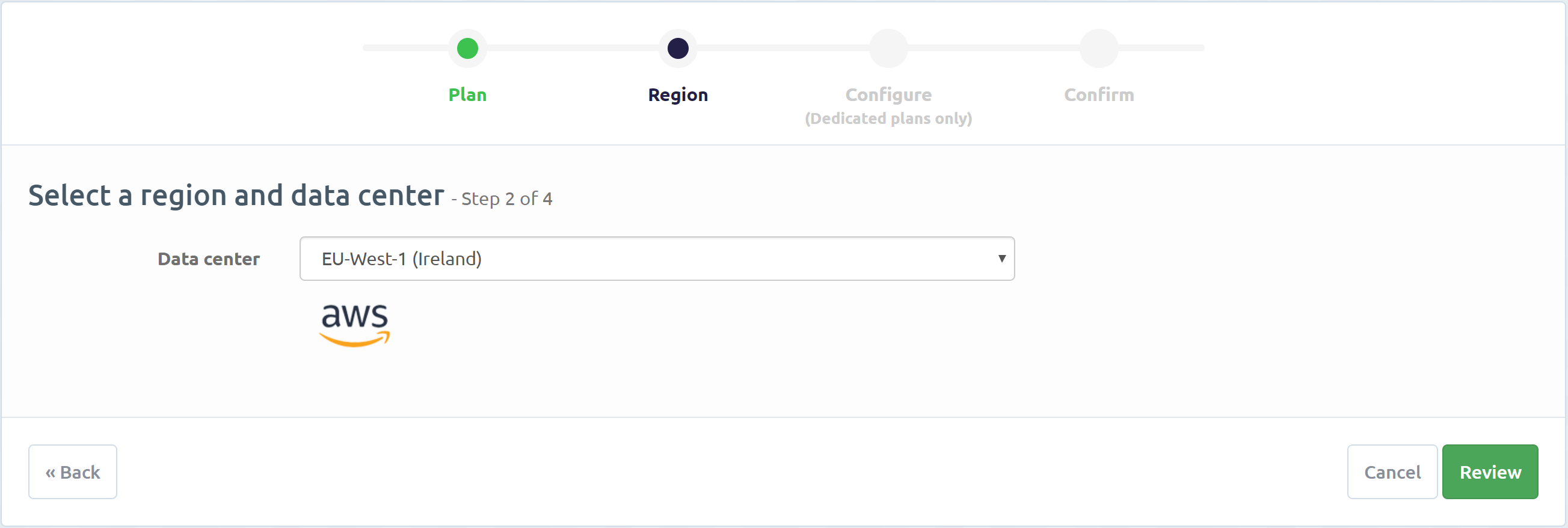Step 2: Select the region